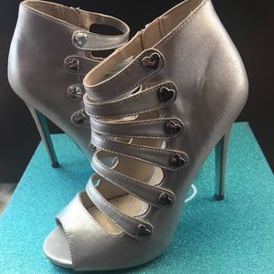 Blue by Betsey Johnson Strappy Heart Silver Metal